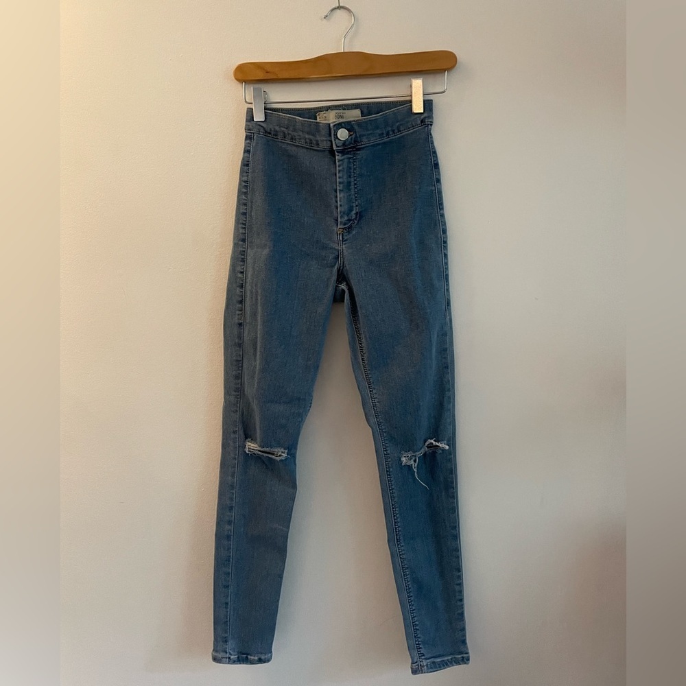 Topshop High Rise Y2K 2010s Soft Grunge Indie Sleaze Distressed Blue Joni Jeans